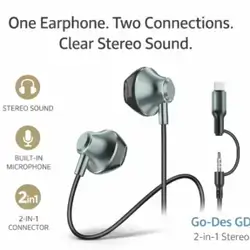 GO-DES STEREO SURROUND SOUND EARPHONE 2IN1