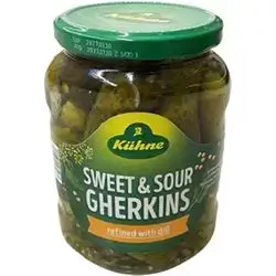 Kuhne Gherkins Sweet&sour Picl 670g