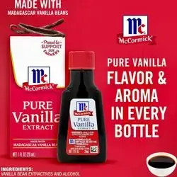 Vanilla Extract, Pure, No Corn Syrup, Gluten Free, Rich, Sweet Flavor and Aroma for Baking and Savory Dishes, Madagascar Vanilla Beans, 1 fl oz - 29ml Vanilla Extract