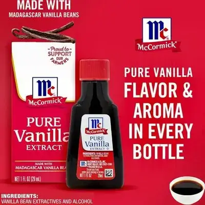 Vanilla Extract, Pure, No Corn Syrup, Gluten Free, Rich, Sweet Flavor and Aroma for Baking and Savory Dishes, Madagascar Vanilla Beans, 1 fl oz - 29ml Vanilla Extract