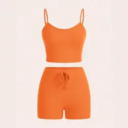 Slaydiva Leisure Basic Slim Fit Top and Shorts Set - Large
