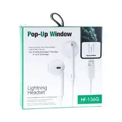 Pop-Up Window Lightning Connector In-Ear Headphones (HF-136G) with Mic