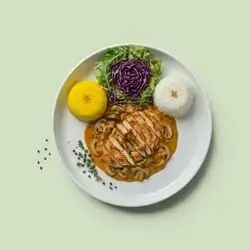 Chicken Steak with Cream and Diet Rice