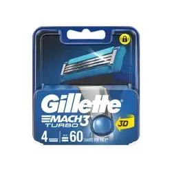 Gillette Mach3 Turbo Razors X4
