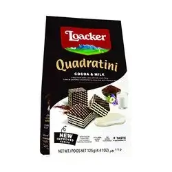 Loacker Quadratini Cocoa and Milk Wafer, 125g