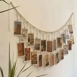 1pc Hanging Photo Frame With 18 Clips 150cm/43.3in