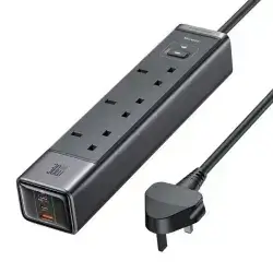 MCDODO CH-060 6-in-1 30W GaN Surge Protection Power Strip with 2 Type-C+USB - UK Plug / Black