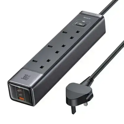 MCDODO CH-060 6-in-1 30W GaN Surge Protection Power Strip with 2 Type-C+USB - UK Plug / Black