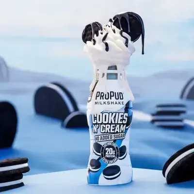 cookies dipped in creamy milk protein shake