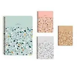 Keskin Sharp Color Terrazzo Notebook Lined Plastic Cover Spiral A4 80 Sheets