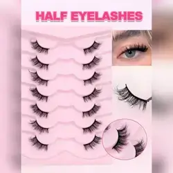 Rikuaild Half Lashes 7 Pairs Fluffy Soft Faux Mink Lashes