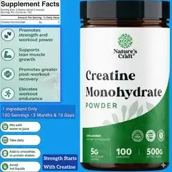Micronized Creatine Monohydrate Powder, Men & Women, Pre & Post Workout, Pure Creatine for Muscle Growth & Recovery, Raw Unflavored, Nutritional Supplements for Muscle Gain, 500g creatine