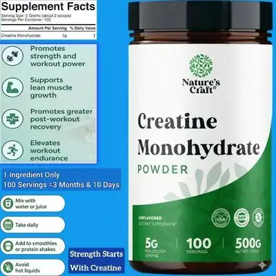Micronized Creatine Monohydrate Powder, Men & Women, Pre & Post Workout, Pure Creatine for Muscle Growth & Recovery, Raw Unflavored, Nutritional Supplements for Muscle Gain, 500g creatine