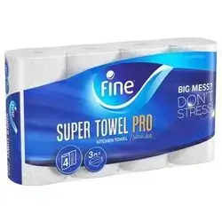 Fine Kitchen Super Towel Pro 140 Pulls, 3-Ply 4 X 1 Pack