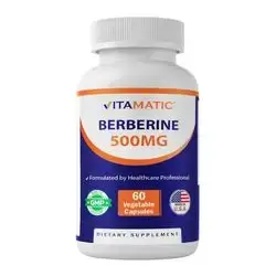Vitamatic Berberine Supplement 500mg - 60 Vegetable Capsules - Made in The USA - Gluten Free - Non-GMO