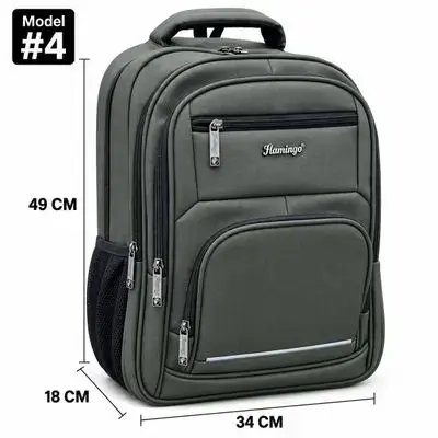 Flamingo Leather Backpack – Model #4, 4 Zippers
