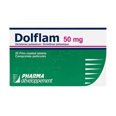 Dolflam (Diclofenac Potassium 50mg) 20 Film-Coated Tablets _ PHARMA development