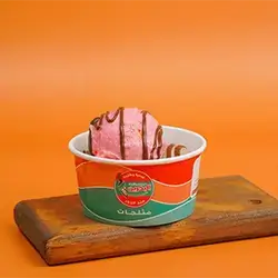 Natural Ice Cream With Strawberry, Milk, And Cocoa