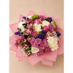 Rose, Chrysanthemum, Alstroemeria, and Statice Bouquet
