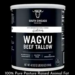 South Chicago Packing 100% Pure Wagyu Beef Tallow, 42 Ounces – Paleo & Keto Friendly Cooking Fat for Searing, Sautéing & Frying, 1.19KG Wagyu Tallow