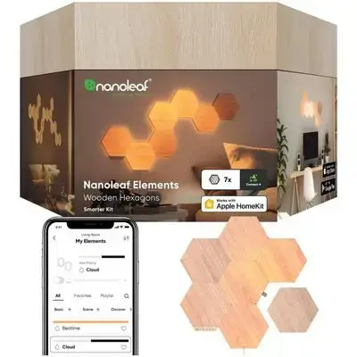 Nanoleaf Elements Wood Look Hexagons – 7 Light Panels