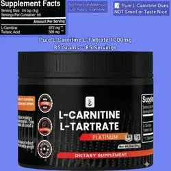 L-Carnitine L-Tartrate, 3 oz, Always Pure, No Fillers or Additives, Carnitine, l carnitine, l carnitine Tartrate, Transports Fat for Energy, boosts performance, enhances Androgen Receptors, fat burner, 85 Grams carnitine