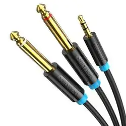 VENTION 3.5mm to 6.35mm Mono 3.5mm to Dual 6.35mm, 1/4 to 1/8 inch Male-to-Male Audio Splitter Gold-Plated Cable for Digital Mixer, Recorder, Guitar, Amplifier(1M)