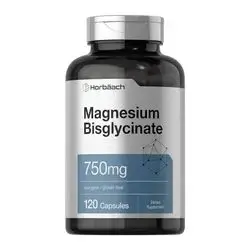 Horbäach Magnesium Bisglycinate | 120 Capsules | 750mg | Non-GMO and Gluten Free Supplement