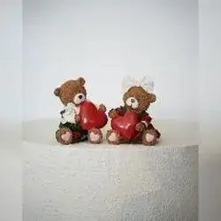 Teddy Bear Couple with Hearts