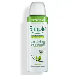 Simple Kind to Skin Soothing Anti-Perspirant Aerosol Women's Deodorant with vitamins B and C for 48 hour protection 125 ml /مزيل عرق بخاخ لطيف ومهدئ للبشرة للنساء مع فيتامينات B و C لحماية تدوم 48 ساعة 125 مل