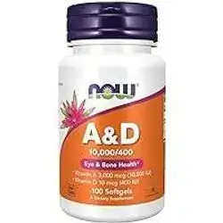 NOW vitamin D3 & VITAMIN A , 100softgel , vegan and gluten free -made in US