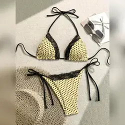 Swim Mod Women's Polka Dot Print Swimwear Set - Small