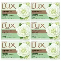 LUX Bar Soap for nourished skin, Gardenia, with Vitamin C, E, and Glycerine, 170g x 6