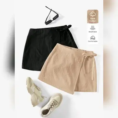 SHEIN Essnce Women's Beige 100% Cotton Shorts - XL
