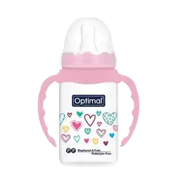 P.P Slim Waist Feeding Bottle with Handle 1 From 0-6 Months PINK 140ml OPB-1029 _ Optimal