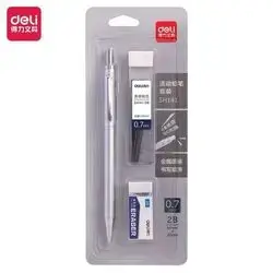Deli Mechanical Pencil Set 2B 07.mm Precision Writing Tool with Refillable Leads for School Office and Creative Work