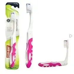 cleo-dent medium travel toothbrush deep clean , gentle on teeth