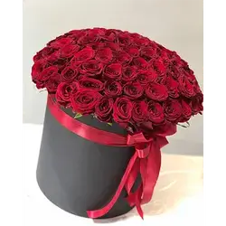 Box Of Red Flowers With Accessories, 65 Flowers