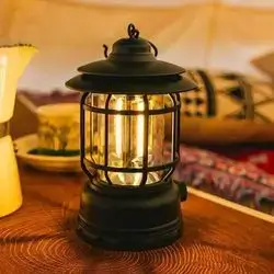 Outdoor Camping Lights Vintage Dry Battery Camp Light Hanging Lighting Tools Portable Retro Design Lantern with Hook-Multicolor