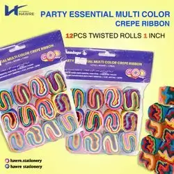 Party Essential Multi Color Crepe Ribbon 12pcs-1inch
