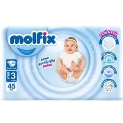 Diapers Molfix number 3 for (4 - 9 kg) 45 Pieces