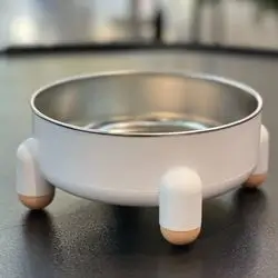 Stainless Steel Pet Bowl With Anti-Vomit Ceramic Stand For Food And Water