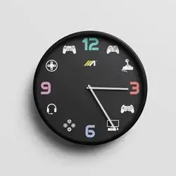 Gaming Wall Clock ICON Black