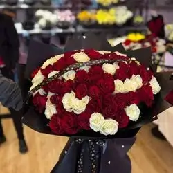 White And Red Rose Bouquet
