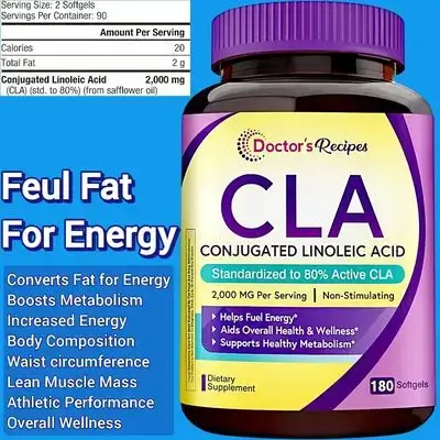 CLA, 2000mg, Superior Potency CLA, Conjugated Linoleic Acid, helps with weight management, converts fat for Energy, waist circumference, lean muscle mass, athletic performance, 180 Softgels cla 