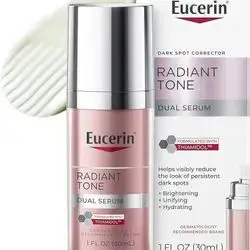 Eucerin Radiant Tone Dual Serum Dark Spot Corrector, Dark Spot Serum with Thiamidol and Hyaluronic Acid, 1 Fl Oz Bottle 30ML