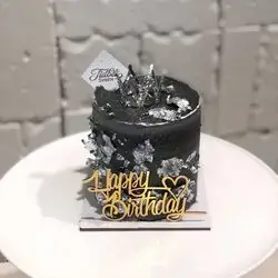 Mini Black Cake with Silver Crown