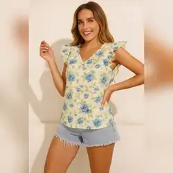 SHEIN Floral Print Women's Blouse - Larg