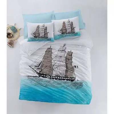 Ship - Blue Ranforce Double Quilt Cover Set 200*220CM