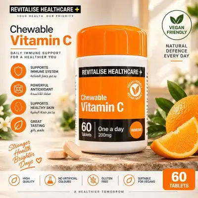 Revitalise Healthcare+ Chewable Vitamin C – 200 mg – 60 Tablets